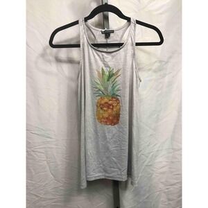 Parade Street Products Womens Gray Pineapple Graphic Racerback Tank Top Size S